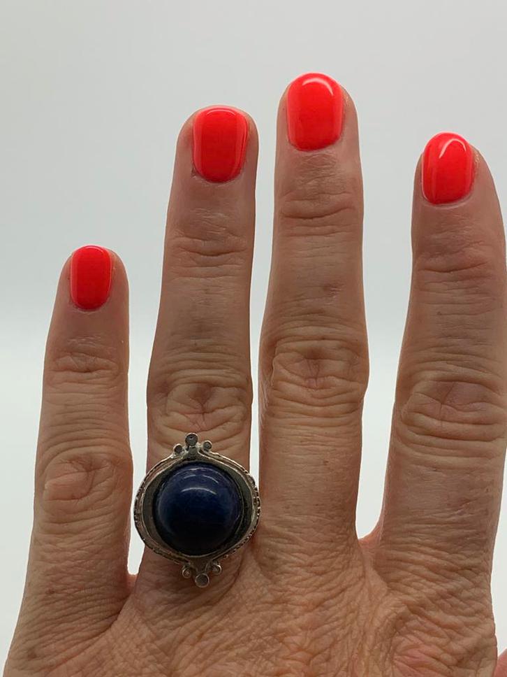 X507 Prachtige zilveren TEKA ring (verstelbaar), Sieraden, Tassen en Uiterlijk, Antieke sieraden, Ring, Zilver, Met edelsteen