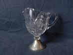 Kristallen melkkan op zilveren voet Hollands h. 12,8 cm, Antiek en Kunst, Antiek | Goud en Zilver, Ophalen of Verzenden, Zilver