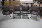 4 luxe eetkamerstoelen SANNE Jess Design leer draaibaar, Huis en Inrichting, Stoelen, Ophalen, Bruin, Zo goed als nieuw, Metaal