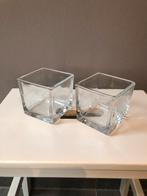 Set van 2 kleinere glazen vazen, Huis en Inrichting, Woonaccessoires | Kandelaars en Kaarsen, Overige materialen, Wit, Ophalen of Verzenden