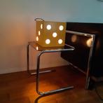 Vintage houten dobbelsteen lamp ambachtelijk gemaakt unicaat, Gebruikt, Vintage, Ophalen of Verzenden, Minder dan 50 cm