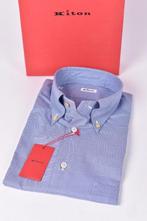SALE Nieuw 429 euro Kiton shirt katoen maat 43 button down, Kleding | Heren, Overhemden, Nieuw, Blauw, Halswijdte 43/44 (XL), Ophalen of Verzenden