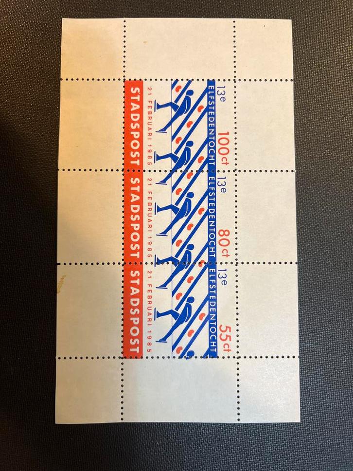 StadsPost Elfstedentocht 1985 - Blok van 3, Postzegels en Munten, Postzegels | Nederland, Postfris, Na 1940, Ophalen of Verzenden