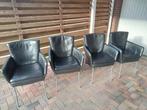 4 Eetkamerstoelen, Huis en Inrichting, Stoelen, Ophalen, Gebruikt, Zwart, Metaal