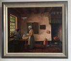 Schilderij oud hollands tafereel, Antiek en Kunst, Kunst | Schilderijen | Klassiek, Ophalen