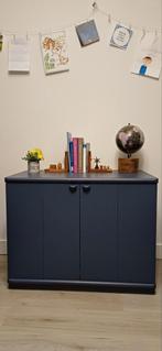 Grijsblauw kastje met gebruikssporen, Ophalen, 100 tot 150 cm, Vintage, 25 tot 50 cm