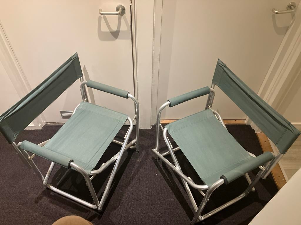 Set van 2 groene camping/regiseurstoelen, Ophalen, Zo goed als nieuw, Campingstoel