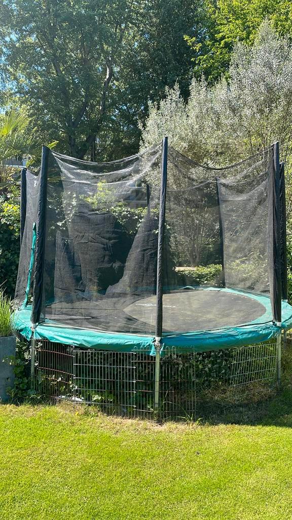 Trampoline #365cm met net en trapje, Kinderen en Baby's, Speelgoed | Buiten | Trampolines, Gebruikt, Ophalen