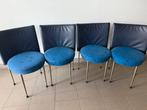 Castelijn design stoelen model Tambour SQ-B. Zeldzame set., Huis en Inrichting, Stoelen, Ophalen, Blauw, Leer, Zo goed als nieuw