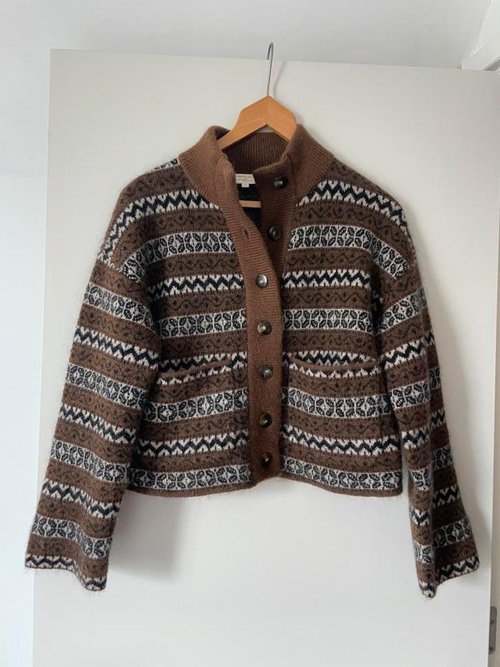 Sézane Thais Vest Jas - Maat S, Kleding | Dames, Truien en Vesten, Zo goed als nieuw, Maat 36 (S), Bruin, Ophalen of Verzenden