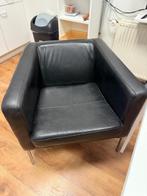Zwart leren fauteuil van Ikea, Ophalen, Gebruikt, Minder dan 75 cm, 50 tot 75 cm