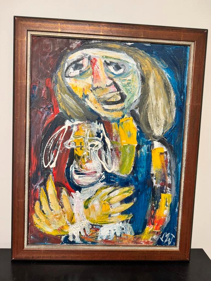 Simpele ziel met hond – Martin van Wordragen, Antiek en Kunst, Kunst | Schilderijen | Modern, Ophalen of Verzenden