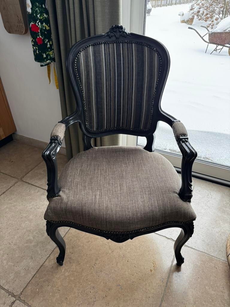 2 Barok stoel, Huis en Inrichting, Stoelen, Zo goed als nieuw, Twee, Hout, Stof, Zwart, Ophalen of Verzenden