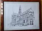 Pentekening Oude Bavo Haarlem, Antiek en Kunst, Kunst | Schilderijen | Klassiek, Ophalen of Verzenden