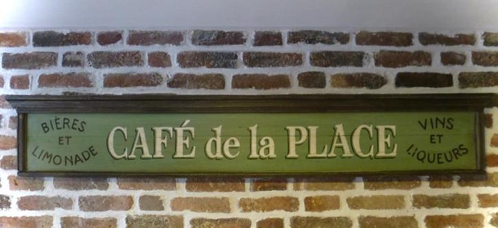 Groot handgeschilderd houten bord / Café Bar / Frankrijk, Verzamelen, Merken en Reclamevoorwerpen, Zo goed als nieuw, Reclamebord