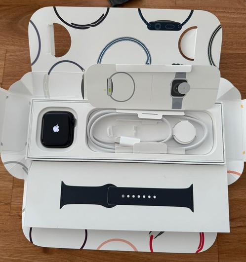 Apple Watch 9 45mm zwart incl aankoopfactuur AMAC, Sieraden, Tassen en Uiterlijk, Smartwatches, Gebruikt, iOS, Zwart, Afstand