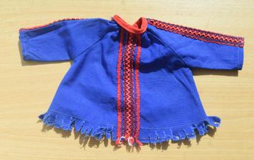 Retro poppenjurkje blauw met rode versiering 60s beschikbaar voor biedingen
