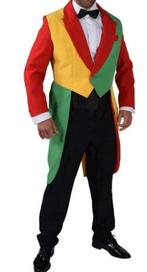 Leuke rood/geel/groene CARNAVAL/PARTY/FEEST slipjas, Ophalen, Maat 52/54 (L), Carnaval, Zo goed als nieuw