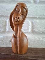 Houtsnijwerk. Jaren 60. Vrouw. Hoofd. Madonna. H16 cm., Ophalen of Verzenden