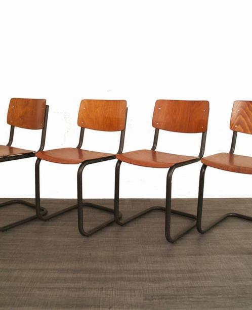 4x Industriële zwevende jaren 60 design buisframe stoelen, Huis en Inrichting, Stoelen, Gebruikt, Vier, Ophalen