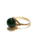 14k gouden ring met een jade, -, -, Ophalen of Verzenden, Zo goed als nieuw
