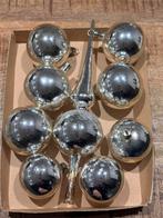 Piek en 8 kerstballen vintage zilver oud kerstbal kerstboom, Diversen, Kerst, Ophalen of Verzenden, Zo goed als nieuw