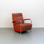1x Leolux Scylla oranje/rood gemêleerd + hocker, Huis en Inrichting, Fauteuils, Ophalen of Verzenden, Zo goed als nieuw, Stof