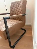 Bruine Suède-kunstleren Stoel met Stalen Voet, Huis en Inrichting, Fauteuils, Ophalen, Gebruikt, Minder dan 75 cm, Metaal