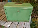 Oude metalen archiefkist - groen, bakelieten handvat, Ophalen of Verzenden
