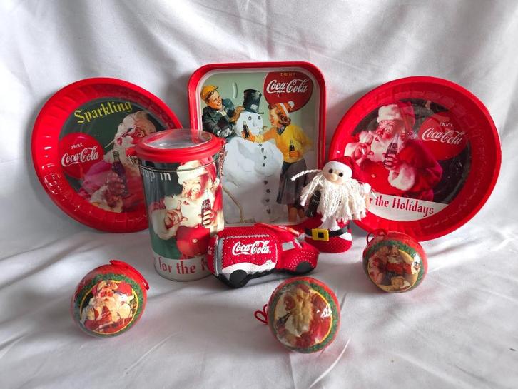 Coca-Cola serveerschaal opbergblik dienblad kerstballen, Diversen, Kerst, Zo goed als nieuw, Ophalen of Verzenden