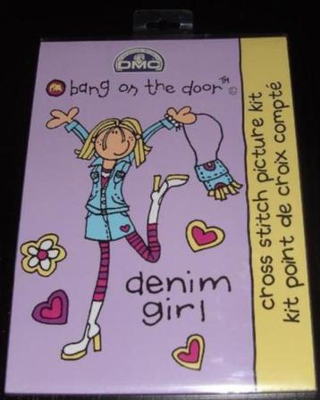 Borduurpakket Bang On The Door - Denim Girl (NIEUW)  beschikbaar voor biedingen