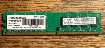 2GB 800Mhz PC2-6400U Patriot PSD22G80026 240-Pin Geheugen beschikbaar voor biedingen