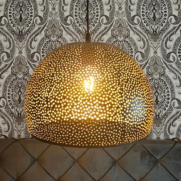 Hanglamp Gemino Zwart / Goud - Ø35x24,5cm, Huis en Inrichting, Lampen | Hanglampen, Gebruikt, 50 tot 75 cm, Metaal, Ophalen