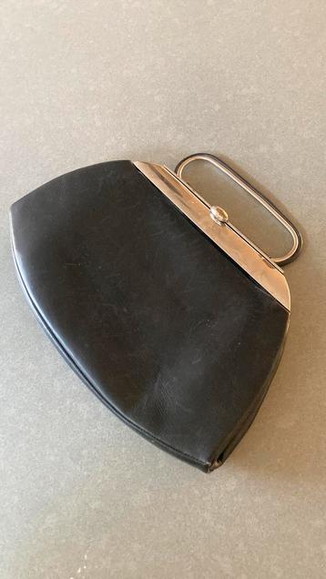Vintage zwart leren clutch, handtas  beschikbaar voor biedingen