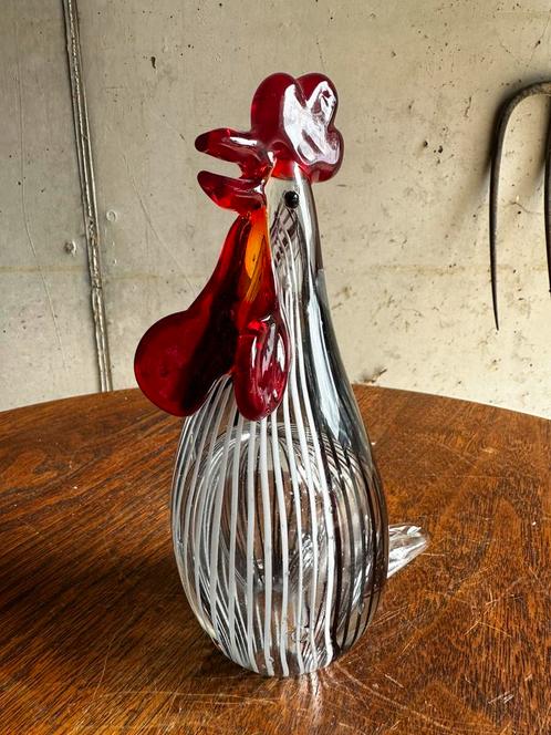 Handgeblazen glazen haan – Murano stijl, Antiek en Kunst, Antiek | Glas en Kristal, Ophalen of Verzenden