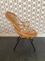 Vintage rotan Rohe Noordwolde fauteuil, Huis en Inrichting, Fauteuils, Ophalen, Gebruikt, Minder dan 75 cm, Vintage