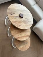 Mangohout eettafel + salontafels, Huis en Inrichting, Tafels | Salontafels, Ophalen, Rond, 50 tot 100 cm, Zo goed als nieuw