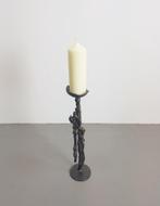 Vintage brutalist vloer kandelaar cast iron mid century '60, Grijs, Ophalen of Verzenden, N, Metaal