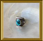 Mooie zilveren ring met turkoois blauwe steen, Sieraden, Tassen en Uiterlijk, Antieke sieraden, Ophalen of Verzenden, Zilver, Ring