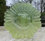 Sunflower Groen Glas Zonnebloem schaal + Bonbon Bloem, Antiek en Kunst, Antiek | Glas en Kristal, Ophalen of Verzenden