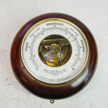 Antieke Barometer en temperatuurmeter "Observator" Rotterdam beschikbaar voor biedingen