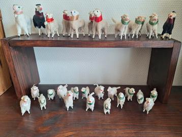Oude Wollen Kerstschaapjes Houten Pootjes/Schaapje/Schaapjes beschikbaar voor biedingen