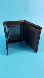 Vintage portemonnee, zwart leer, krokodil motief. 6B6, Tweedehands verkoop, Tweedehands verkoop, Gebruikt, Zwart