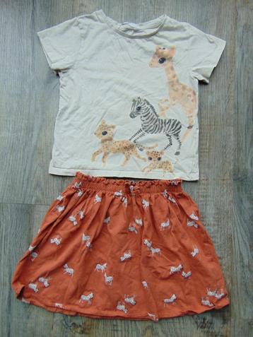Setje zebra rok bruin + ecru T-shirt maat 110 H&M beschikbaar voor biedingen
