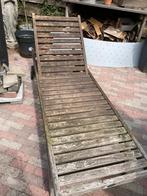 Hardhouten tuin bedbank, Tuin en Terras, Ligbedden, Ophalen, Gebruikt, Hout, Verrijdbaar