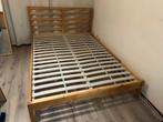 Ikea Tarva bedframe 140x200 + lattenbodems, Ophalen, Gebruikt, Bruin, Tweepersoons