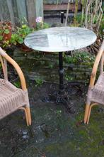 Vintage bistro tafel met marmer blad en gietijzeren voet, Ophalen