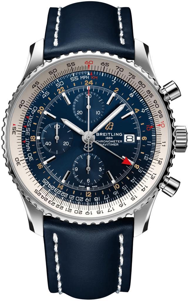 Breitling Navitimer World GMT 46, Sieraden, Tassen en Uiterlijk, Horloges | Heren, Nieuw, Polshorloge, Breitling, Staal, Leer