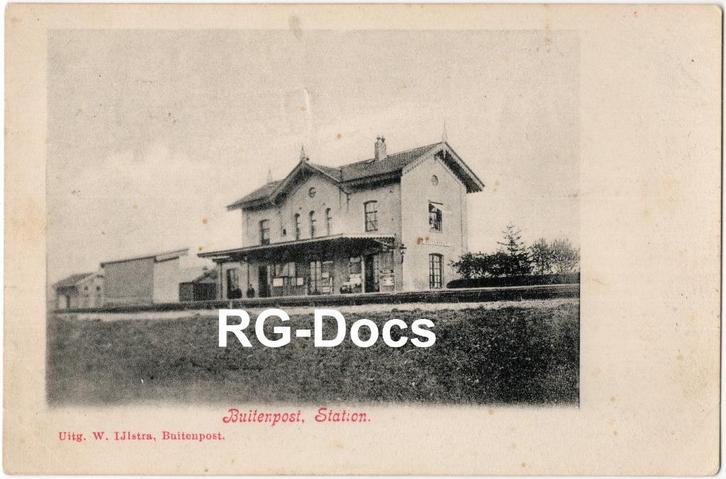 Ansichtkaart - Briefkaart Trein Station Buitenpost (1907), Verzamelen, Ansichtkaarten | Nederland, Gelopen, Friesland, Voor 1920