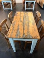 Hongaarse brocante eettafel - 120x60 cm 4 stuks beschikbaar, Ophalen, Gebruikt, 100 tot 150 cm, Tot twee personen